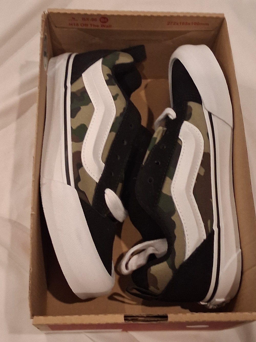 Vans Off The Wall Kids Camo Skate Sneakers with White Side Stripe